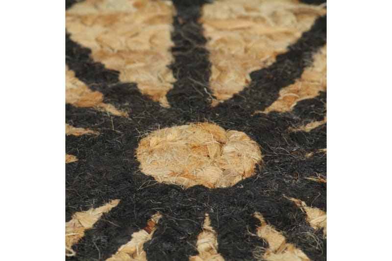 Handgjord jutematta med svart tryck 120 cm - Svart - Jutematta & hampamatta - Sisalmatta