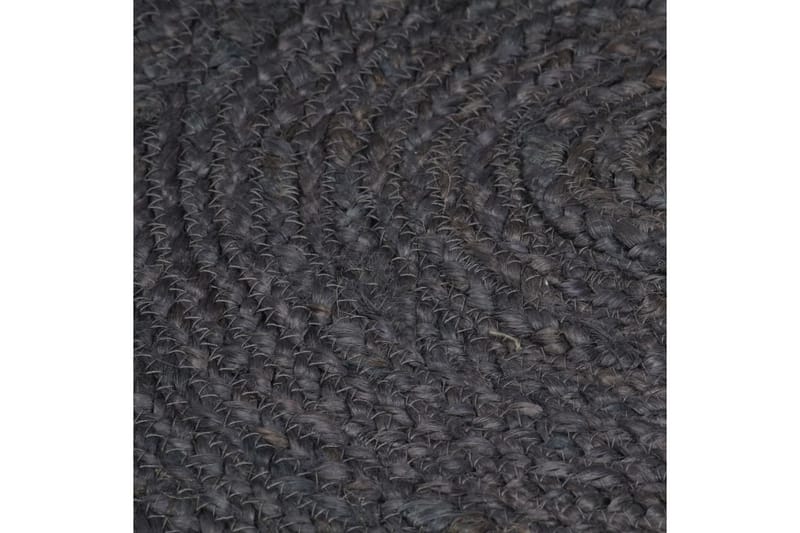 Handgjord jutematta rund 120 cm mörkgrå - Grå - Jutematta & hampamatta - Sisalmatta