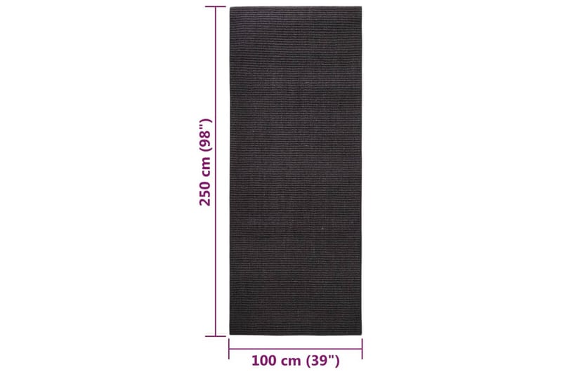 Matta naturlig sisal 100x250 cm svart - Svart - Jutematta & hampamatta - Sisalmatta