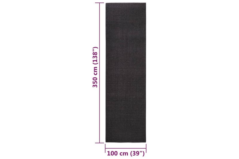 Matta naturlig sisal 100x350 cm svart - Svart - Jutematta & hampamatta - Sisalmatta
