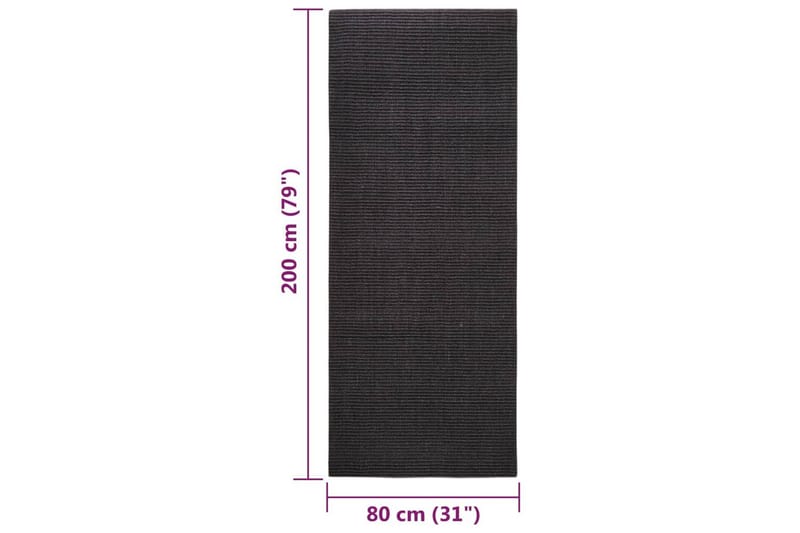 Matta naturlig sisal 80x200 cm svart - Svart - Jutematta & hampamatta - Sisalmatta