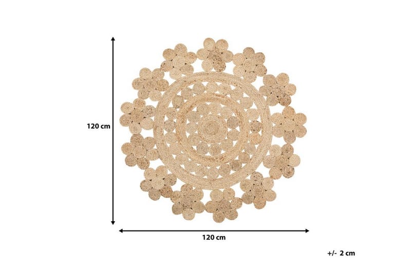 Matta Siangco Slätvävd Rund 120 cm - Beige - Jutematta & hampamatta - Sisalmatta