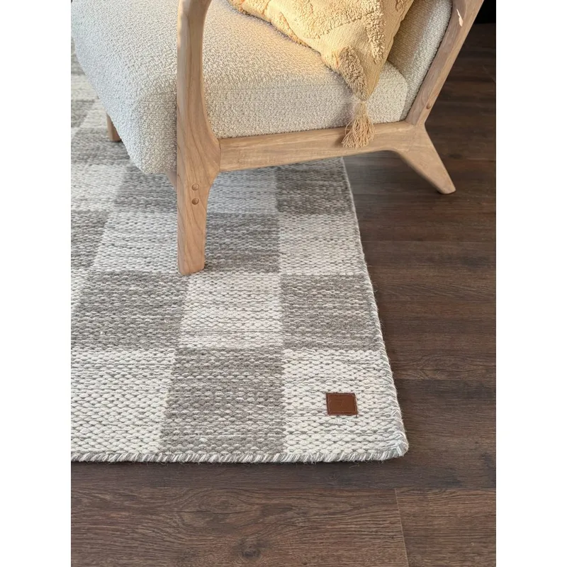 Ullmatta Chessie Kvadrat - 200x200 cm, Grå - Textil & mattor - Matta - Modern matta - Ullmatta