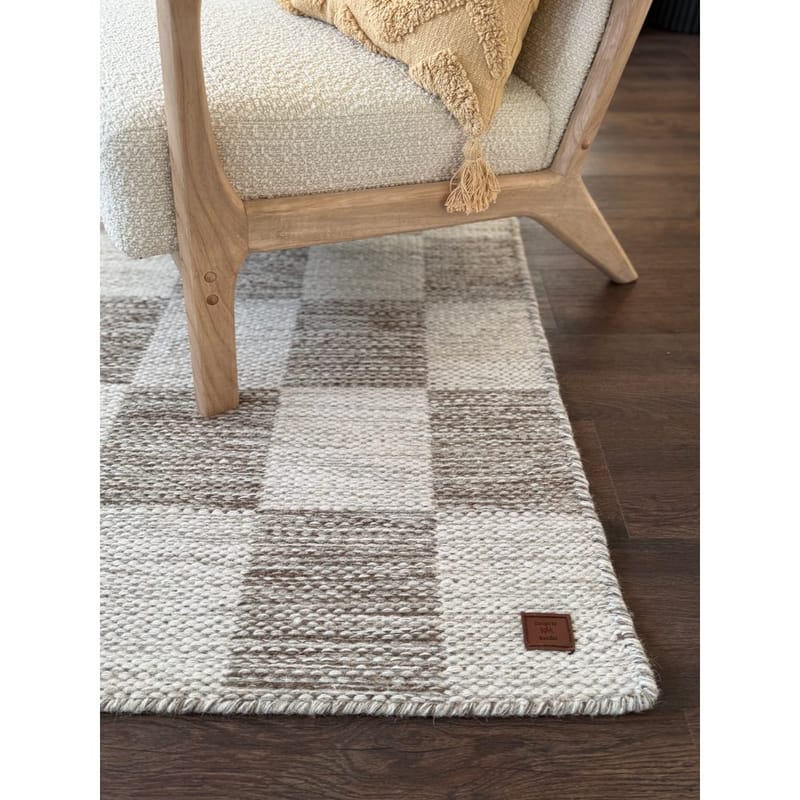 Ullmatta Chessie Kvadrat - 200x200 cm, Mörklinne - Textil & mattor - Matta - Modern matta - Ullmatta