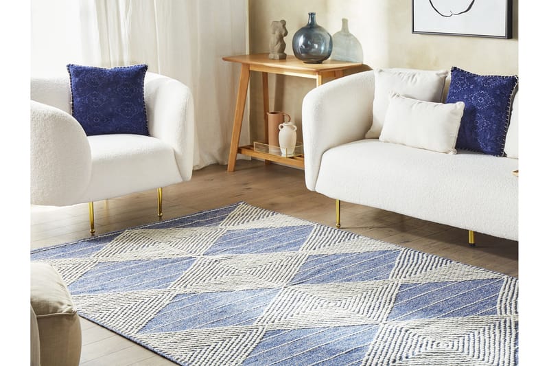 Ullmatta Datca 200x200 cm - Blå - Textil & mattor - Matta - Modern matta - Ullmatta