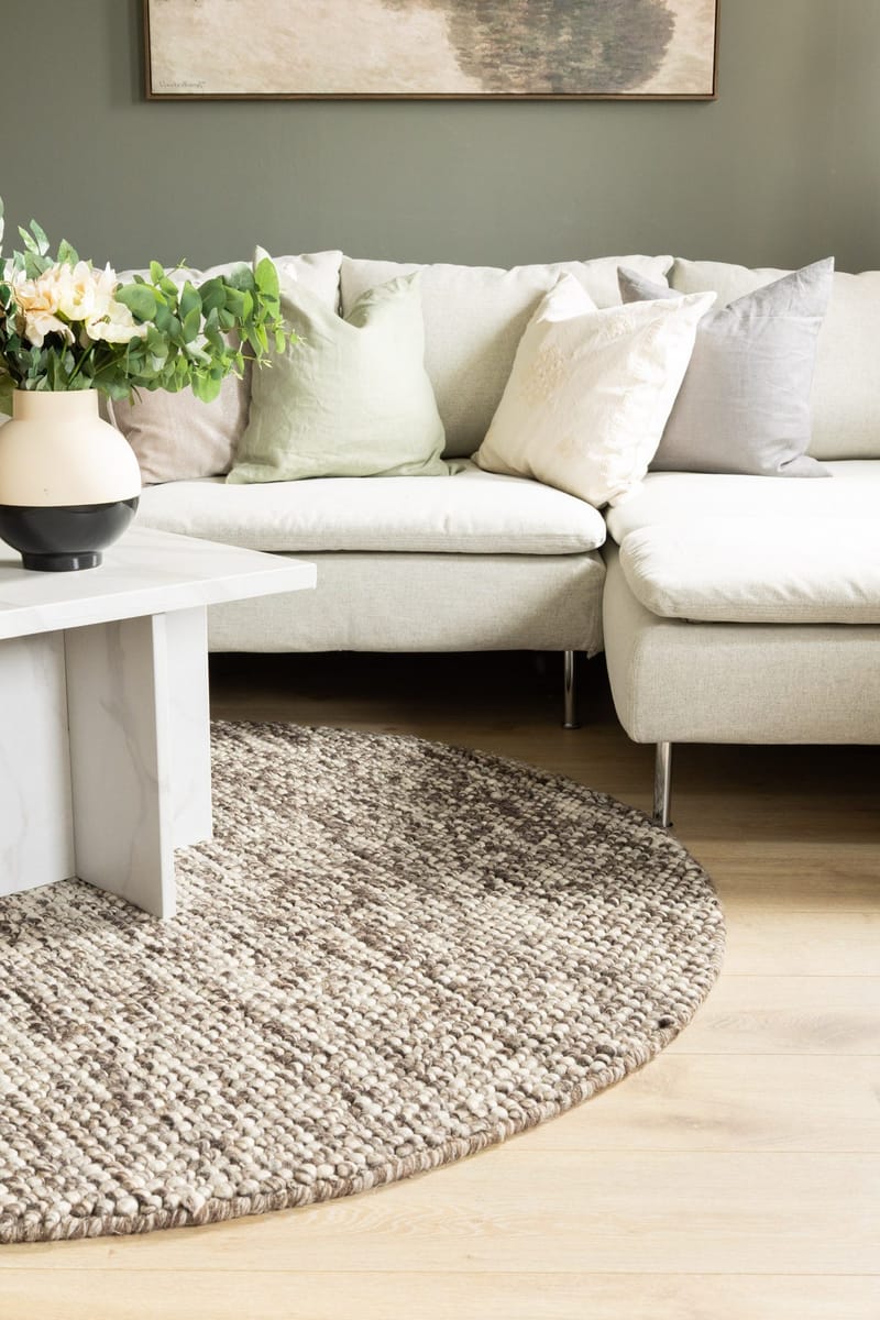 Handvävd Matta Bubble Rund 160 cm - Choklad Melange - Textil & mattor - Matta - Modern matta - Ullmatta