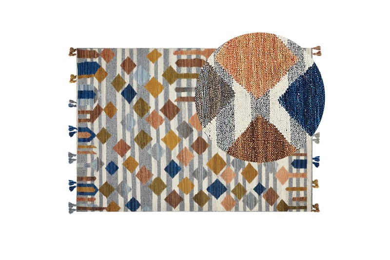 Ullmatta Kasakh 160x230 cm - Blå - Textil & mattor - Matta - Modern matta - Ullmatta
