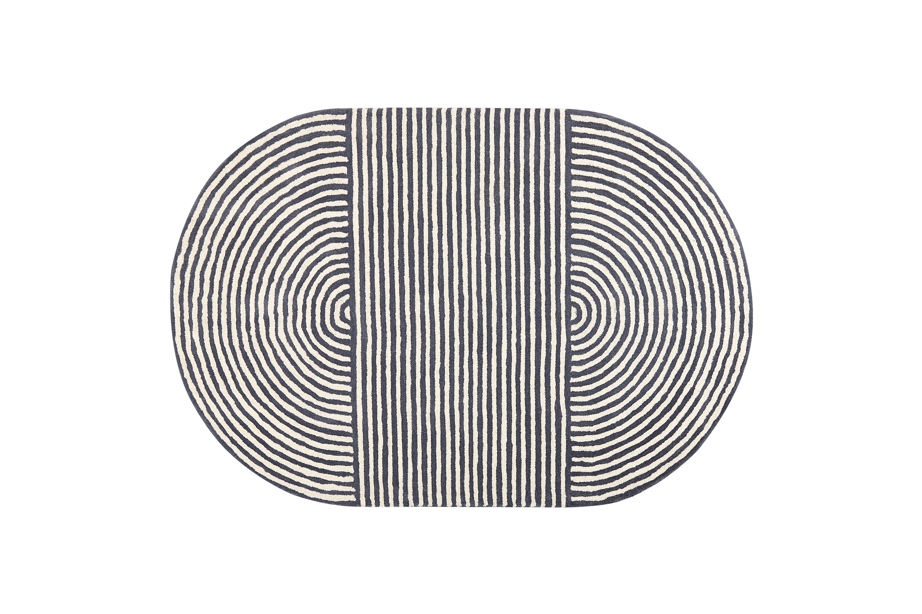 Ullmatta Kweta 140x200 cm Oval Svart/Vit