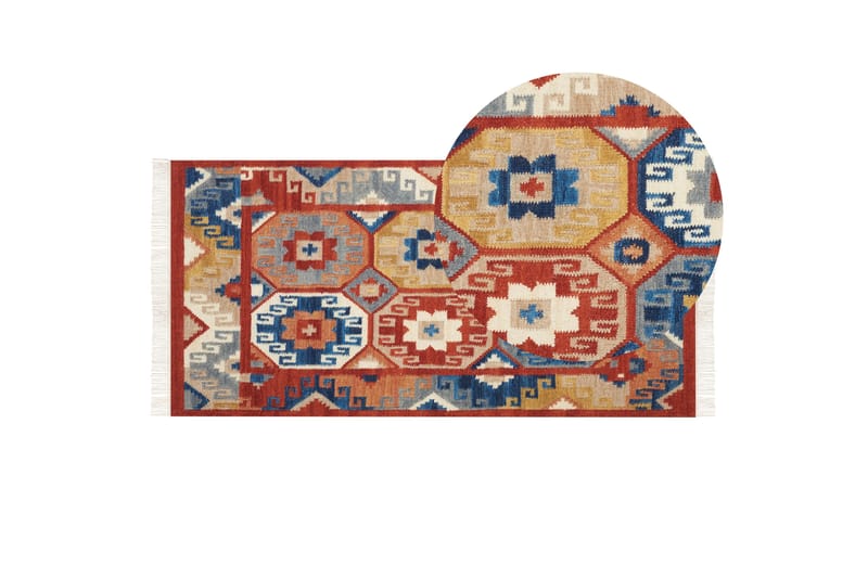 Ullmatta Lusarat 80x150 cm - Röd - Textil & mattor - Matta - Modern matta - Ullmatta