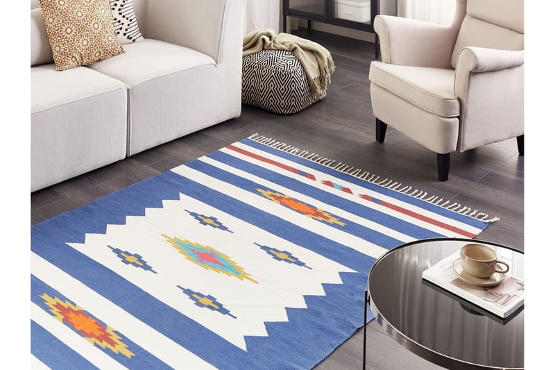 Varser Bomullsmatta 140x200 cm - Blå - Textil & mattor - Matta - Modern matta - Bomullsmatta