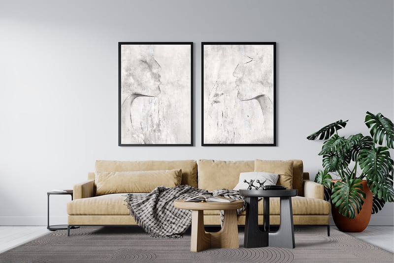 Viskosmatta Amore Art Rektangulär 160x230 cm - Grå - Viskosmatta & konstsilkesmatta