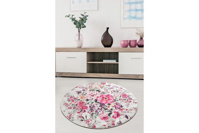 Amarinda Matta Rund 140 cm - Flerfärgad/Sammet - Textil & mattor - Matta - Modern matta - Wiltonmatta