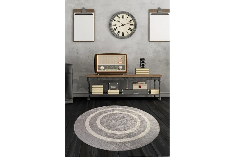 Argentu Matta Rund 100 cm - Silver/Sammet - Textil & mattor - Matta - Modern matta - Wiltonmatta