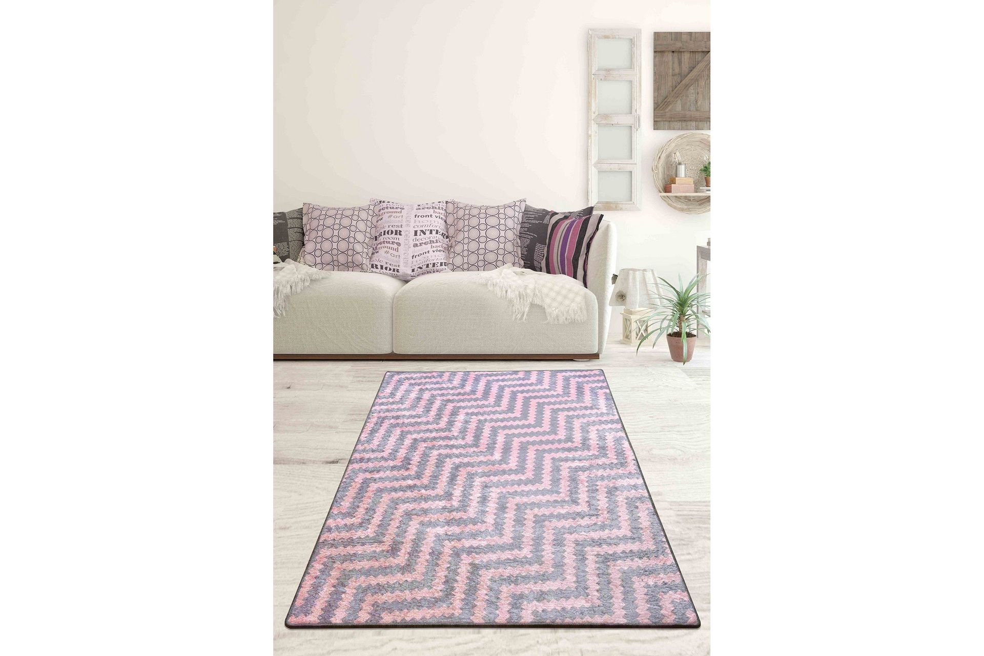 Babilas Matta 100x200 cm - Rosa/Grå/Sammet