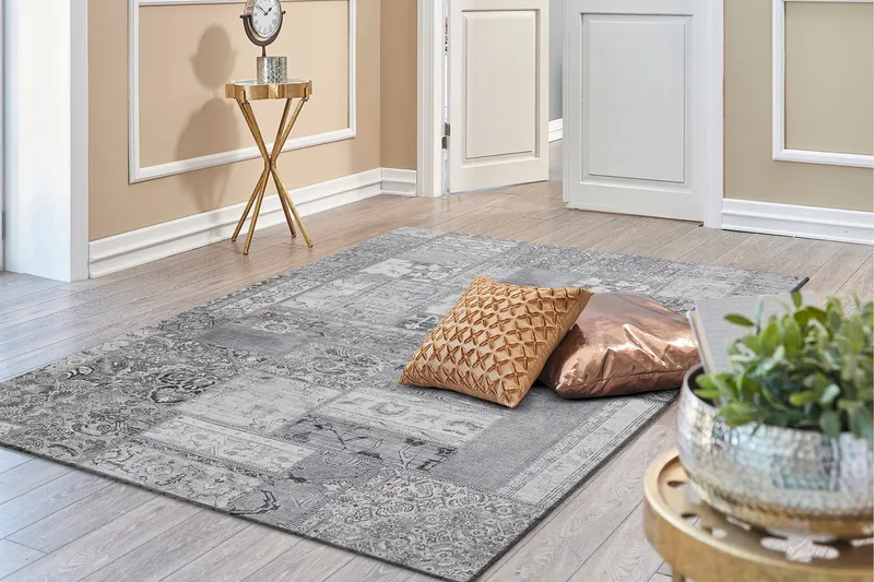 Patchwork Wiltonmatta 300x400 cm Rektangulär - Silver - Textil & mattor - Matta - Modern matta - Friezematta