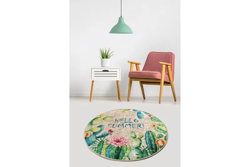 Buoris Matta Rund 100 cm - Flerfärgad/Sammet - Textil & mattor - Matta - Modern matta - Wiltonmatta