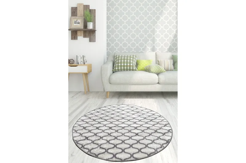 Chilai Matta 100 cm Rund, Grå/Ljusgrå