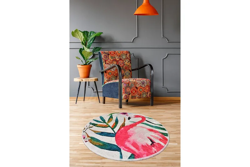 Delaram Matta Rund 100 cm - Flerfärgad/Sammet - Textil & mattor - Matta - Modern matta - Wiltonmatta