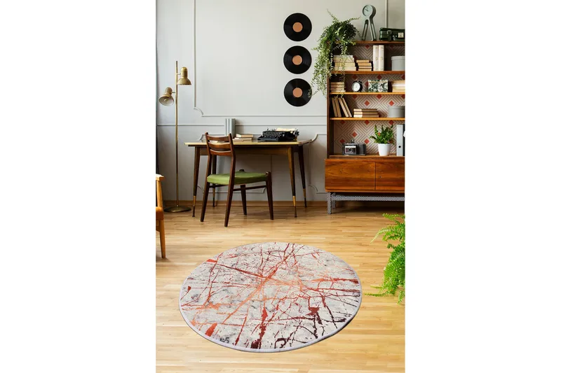 Distira Matta Rund 100 cm - Flerfärgad/Sammet - Textil & mattor - Matta - Modern matta - Wiltonmatta