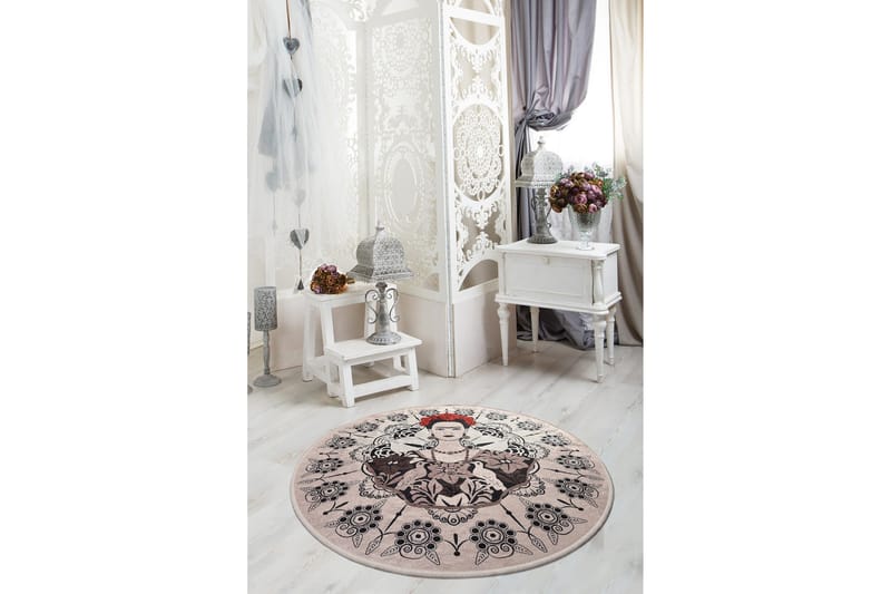 Fahmida Matta Rund 100 cm - Flerfärgad/Sammet - Textil & mattor - Matta - Modern matta - Wiltonmatta