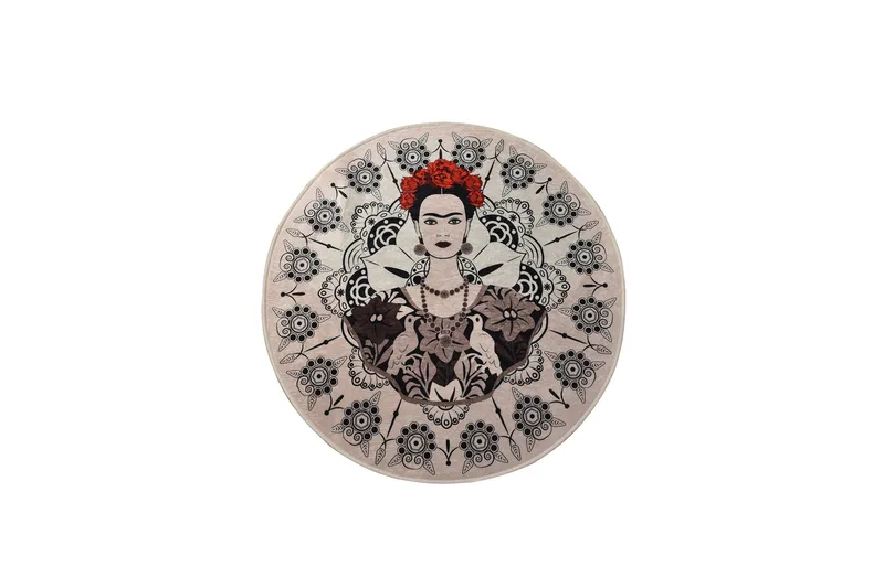 Fahmida Matta Rund 100 cm, Flerfärgad/Sammet