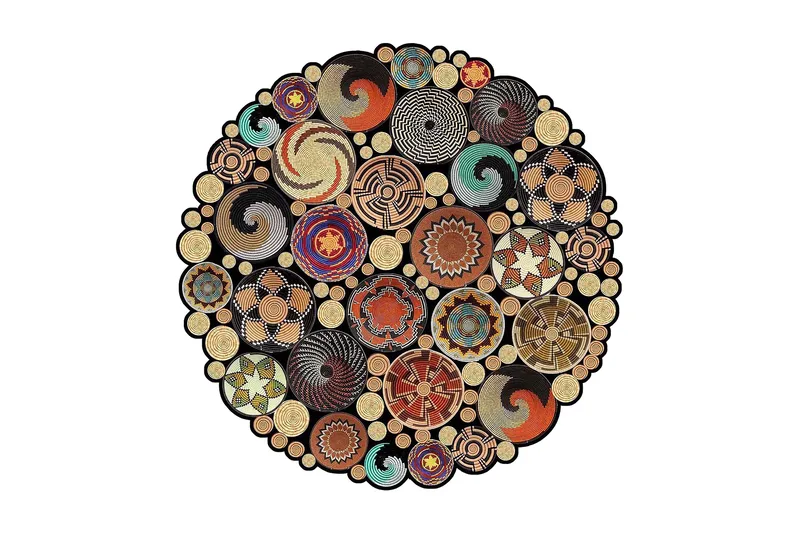 Homefesto Matta 100 cm Rund, Multifärgad