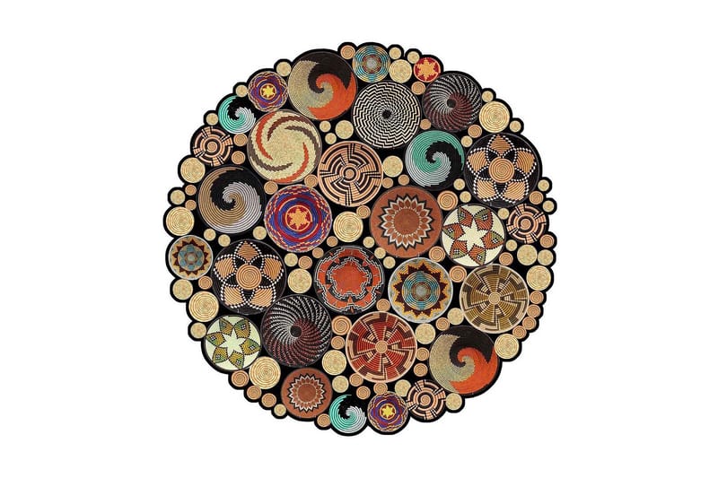 Homefesto Matta 150 cm Rund, Multifärgad