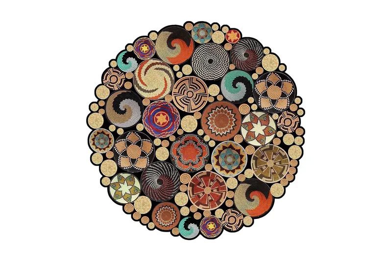 Homefesto Matta 60 cm Rund - Multifärgad - Textil & mattor - Matta - Modern matta - Wiltonmatta