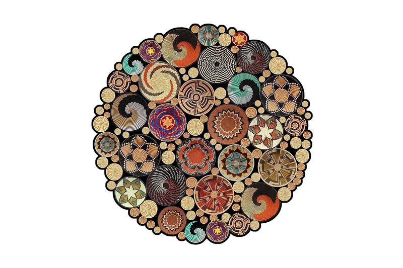 Homefesto Matta 90 cm Rund, Multifärgad