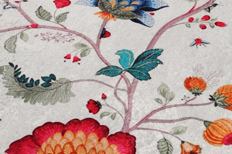 Kaihe Matta Rund 100 cm - Flerfärgad/Sammet - Textil & mattor - Matta - Modern matta - Wiltonmatta