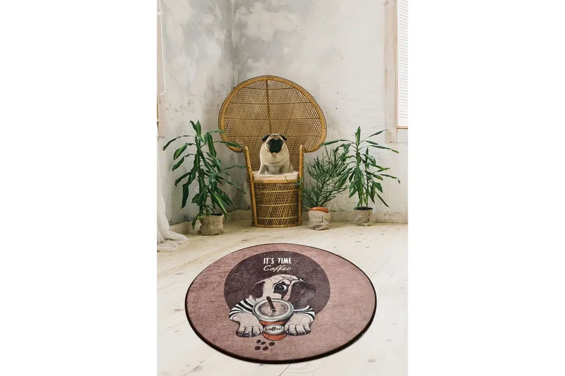 Kouhii Matta Rund 140 cm, Flerfärgad/Sammet