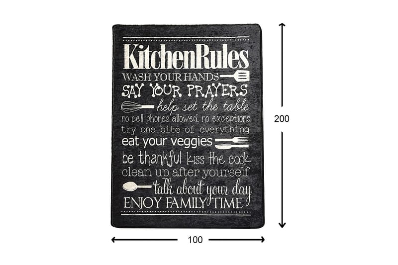 Kuhinja Matta 100x200 cm - Svart/Sammet - Textil & mattor - Matta - Modern matta - Wiltonmatta