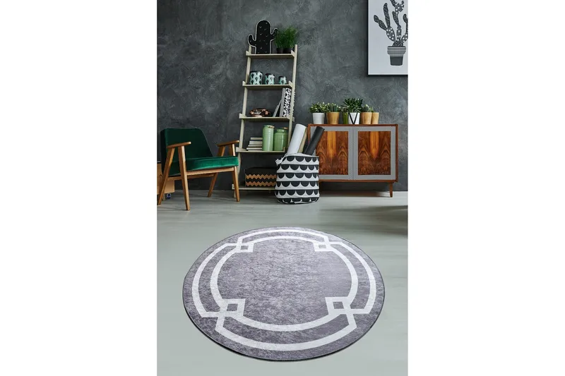 Margaritar Matta Rund 140 cm - Grå/Vit/Sammet - Textil & mattor - Matta - Modern matta - Wiltonmatta