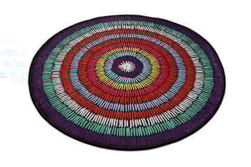 Matta Belgin Rund 100 cm - Flerfärgad/Sammet - Textil & mattor - Matta - Modern matta - Wiltonmatta