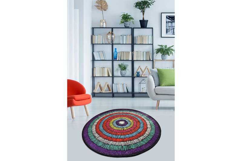Matta Belgin Rund 140 cm - Flerfärgad/Sammet - Textil & mattor - Matta - Modern matta - Wiltonmatta