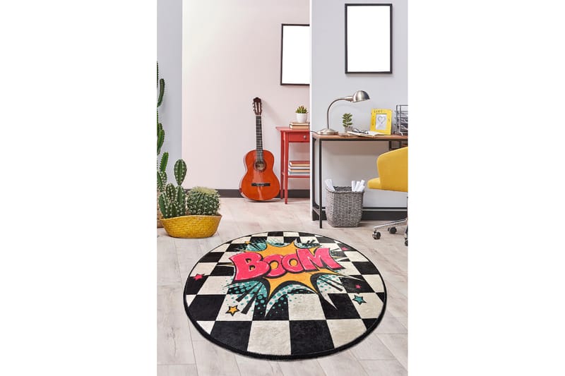 Matta Boom Rund 100 cm - Flerfärgad/Sammet - Textil & mattor - Matta - Modern matta - Wiltonmatta
