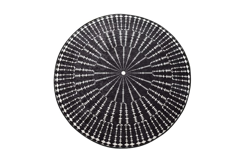 Matta Chilai 120 cm Rund - Svart/Vit - Textil & mattor - Matta - Modern matta - Wiltonmatta