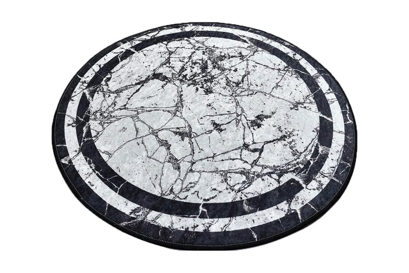 Matta Craymor Rund 140 cm - Vit/Svart/Sammet - Textil & mattor - Matta - Modern matta - Wiltonmatta
