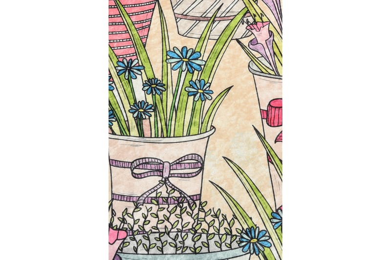Matta Flowerpot Rund 100 cm - Flerfärgad/Sammet - Textil & mattor - Matta - Modern matta - Wiltonmatta