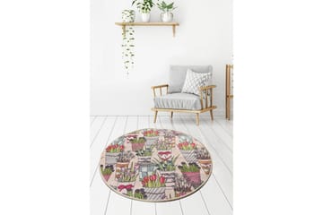 Matta Flowerpot Rund 100 cm - Flerfärgad/Sammet - Textil & mattor - Matta - Modern matta - Wiltonmatta