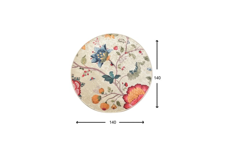 Matta Gythe Rund 140 cm - Flerfärgad/Sammet - Textil & mattor - Matta - Modern matta - Wiltonmatta