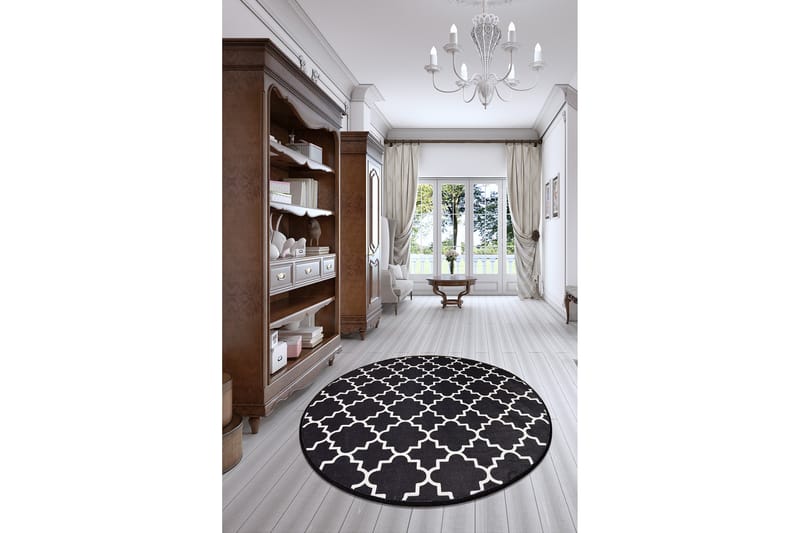 Matta Joxepa Rund 100 cm - Svart/Sammet - Textil & mattor - Matta - Modern matta - Wiltonmatta
