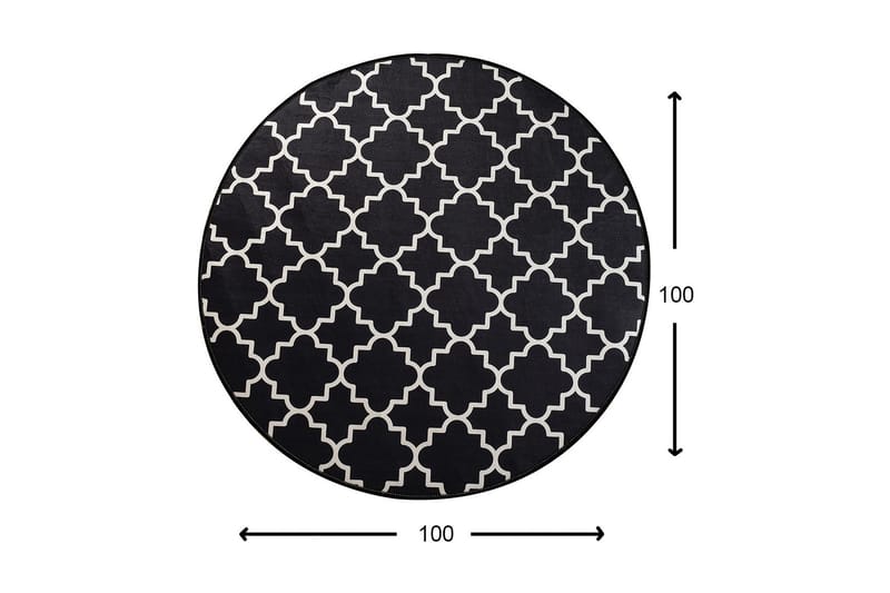 Matta Joxepa Rund 100 cm - Svart/Sammet - Textil & mattor - Matta - Modern matta - Wiltonmatta