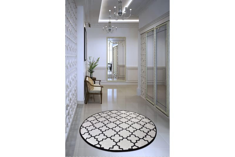 Matta Joxepa Rund 100 cm - Vit/Sammet - Textil & mattor - Matta - Modern matta - Wiltonmatta