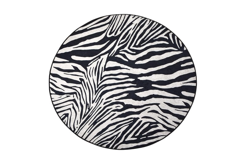 Matta Kanthe Rund 140 cm - Zebra/Sammet - Friezematta - Wiltonmatta