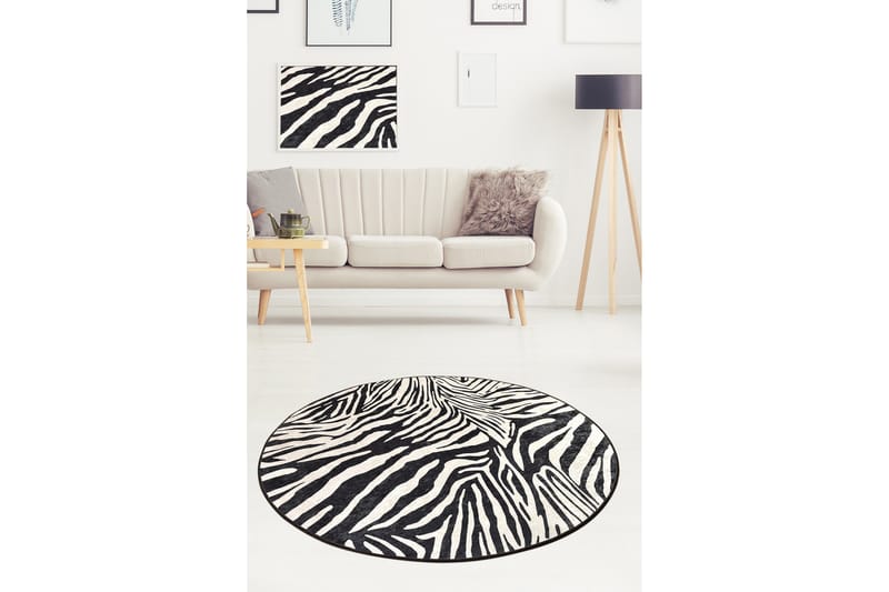 Matta Kanthe Rund 140 cm - Zebra/Sammet - Textil & mattor - Matta - Modern matta - Wiltonmatta