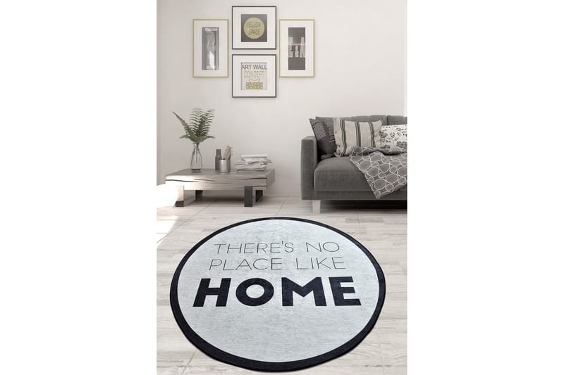 Matta Likehome Rund 140 cm - Vit/Svart/Sammet - Textil & mattor - Matta - Modern matta - Wiltonmatta