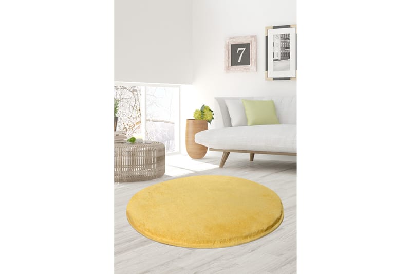 Matta Maggiolina Rund 90 cm - Gul/Akryl - Textil & mattor - Matta - Modern matta - Wiltonmatta