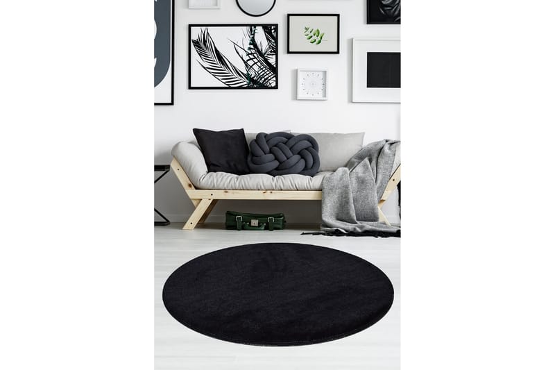 Matta Maggiolina Rund 90 cm - Svart/Akryl - Textil & mattor - Matta - Modern matta - Wiltonmatta