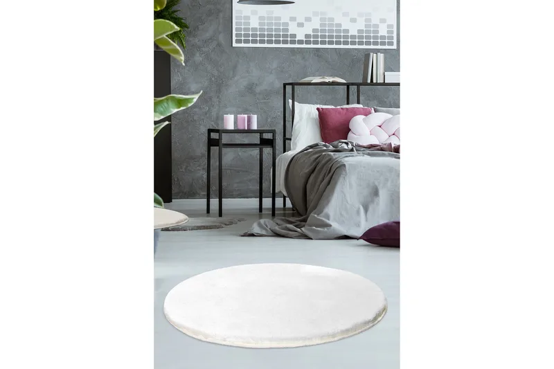 Matta Maggiolina Rund 90 cm - Vit/Akryl - Textil & mattor - Matta - Modern matta - Wiltonmatta
